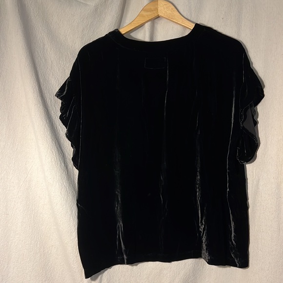 Current/Elliot black velvet ruffle-sleeved tshirt, size M - Picture 3 of 6